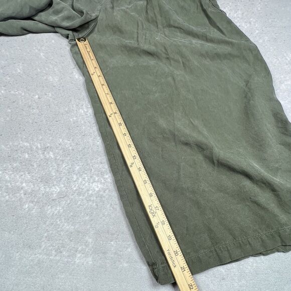 Loft Womens Large Green Wide Leg Cropped Palazzo Pull On Pleated High Rise Pant - Picture 8 of 12